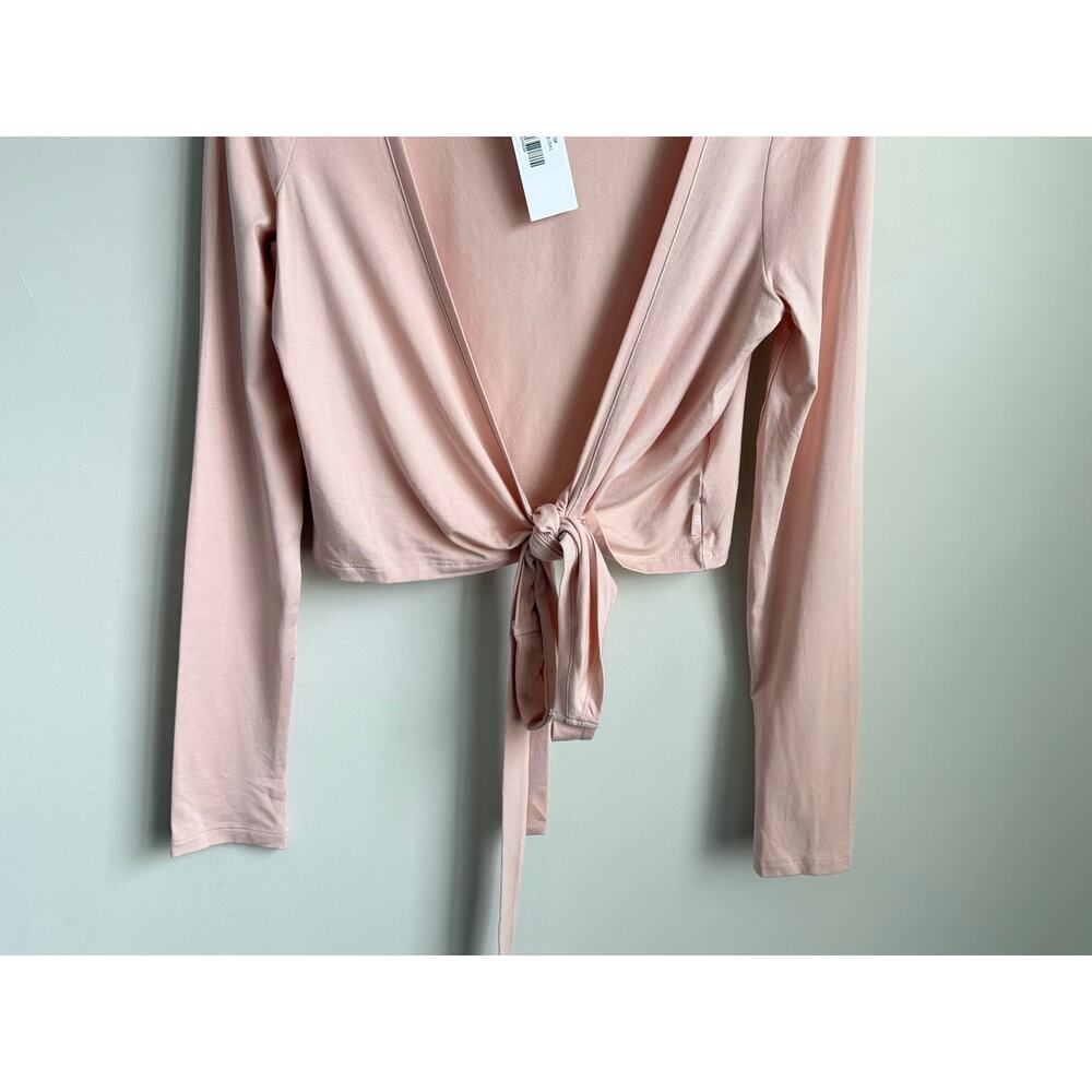 CSB Ballet Long Sleeve V-Neck Cropped Wrap Top Blush Women's Size Large NWT - Picture 6 of 10